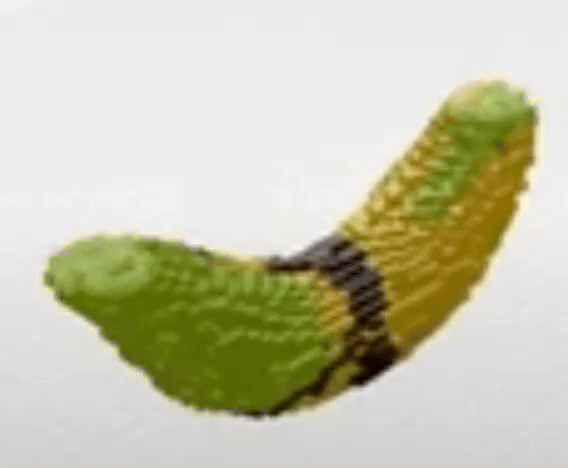 A LEGO banana being generated live, brick by brick
